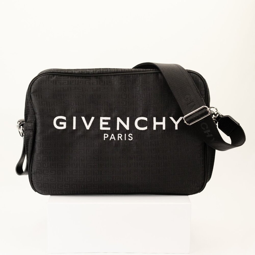 Givenchy 4G Jacquard Logo Print Rectangular Travel Duffle Bag with Strap, Black